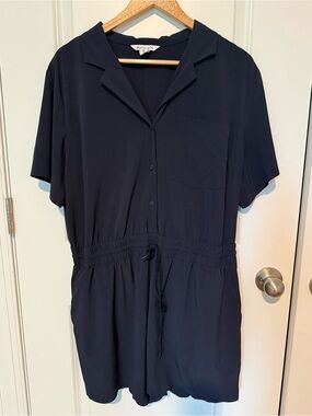 Athleta Navy XL Short-Sleeve Drawstring Romper